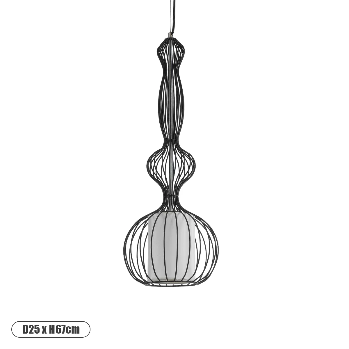 LILY Vintage Κρεμαστό Φωτιστικό Οροφής με Ντουί 1 x E27 AC 220-240V IP20 - Μαύρο & Λευκό - Μ25 x Π25 x Υ67cm