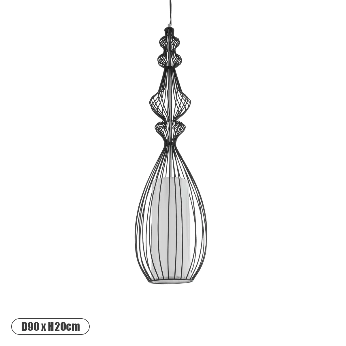 LILY Vintage Κρεμαστό Φωτιστικό Οροφής με Ντουί 1 x E27 AC 220-240V IP20 - Μαύρο & Λευκό - Μ90 x Π90 x Υ20cm