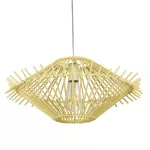 SASSO Boho Κρεμαστό Φωτιστικό Πλέγμα Μονόφωτο 1 x E27 IP20 Μπεζ Ξύλο - Μ50 x Π50 x Y23cm