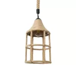 YUBA Boho Κρεμαστό Φωτιστικό Πλέγμα Μονόφωτο 1 x E27 IP20 Μπεζ Σχοινί - Μ22 x Π22 x Y40cm