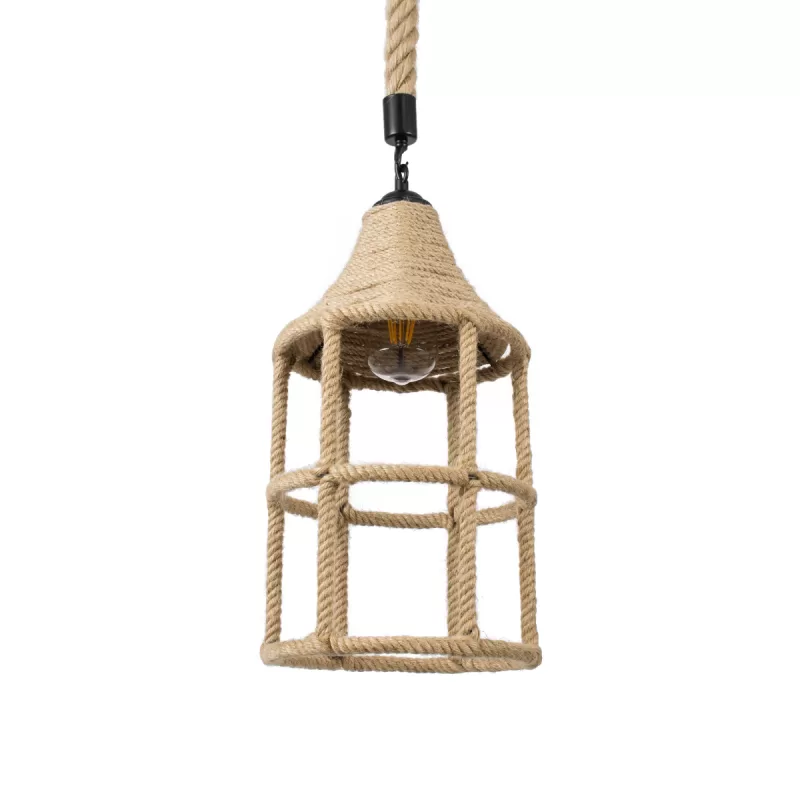 YUBA Boho Κρεμαστό Φωτιστικό Πλέγμα Μονόφωτο 1 x E27 IP20 Μπεζ Σχοινί - Μ22 x Π22 x Y40cm