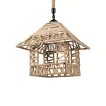SPIKY Boho Κρεμαστό Φωτιστικό Φιγούρα Μονόφωτο 1 x E27 IP20 Μπεζ Σχοινί - Μ43 x Π43 x Y28cm