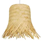 HAWAII Boho Κρεμαστό Φωτιστικό Καμπάνα Μονόφωτο 1 x E27 IP20 Μπέζ Ξύλο - Μ40 x Π40 x Y43cm