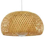 SAN TROPEZ Boho Κρεμαστό Φωτιστικό Πλέγμα Μονόφωτο 1 x E27 IP20 Μπεζ Ξύλο - Μ38 x Π38 x Υ22cm