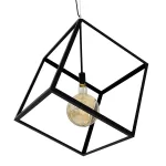 CUBE Μοντέρνο Κρεμαστό Φωτιστικό Πλέγμα Μονόφωτο 1 x E27 IP20 Μαύρο Μέταλλο - Μ70 x Π70 x Υ87cm