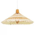 VENTALIA Boho Κρεμαστό Φωτιστικό Καμπάνα Μονόφωτο 1 x E27 IP20 Μπεζ Ξύλο - Μ60 x Π60 x Υ30cm