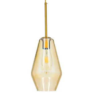 AMARIS Μοντέρνο Κρεμαστό Φωτιστικό Οροφής με Ντουί 1 x E27 AC 220-240V IP20 - Χρυσό Πλατίνα & Μελί - Μ17 x Π17 x Υ30cm