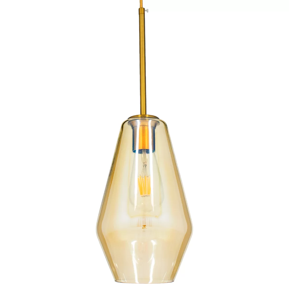 AMARIS Μοντέρνο Κρεμαστό Φωτιστικό Οροφής με Ντουί 1 x E27 AC 220-240V IP20 - Χρυσό Πλατίνα & Μελί - Μ17 x Π17 x Υ30cm