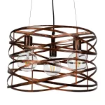 TOKEN Μοντέρνο Κρεμαστό Φωτιστικό Οροφής με Ντουί 3 x E27 AC 220-240V IP20 - Χάλκινο Εφέ Σκουριάς - Μ43 x Π43 x Υ29cm