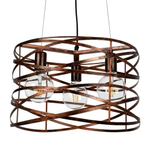 TOKEN Μοντέρνο Κρεμαστό Φωτιστικό Οροφής με Ντουί 3 x E27 AC 220-240V IP20 - Χάλκινο Εφέ Σκουριάς - Μ43 x Π43 x Υ29cm