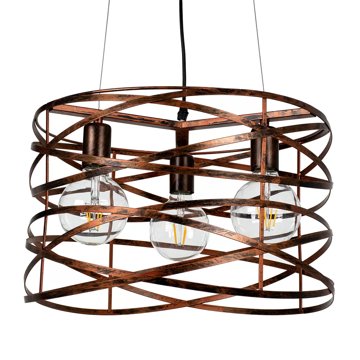 TOKEN Μοντέρνο Κρεμαστό Φωτιστικό Οροφής με Ντουί 3 x E27 AC 220-240V IP20 - Χάλκινο Εφέ Σκουριάς - Μ43 x Π43 x Υ29cm