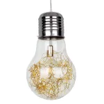 LAMP Μοντέρνο Κρεμαστό Φωτιστικό Φιγούρα Μονόφωτο 1 x E27 IP20 Ασημί & Χρυσό Μέταλλο με Διάφανο Γυαλί - Μ30 x Π30 x Υ52cm