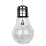 LAMP Μοντέρνο Κρεμαστό Φωτιστικό Φιγούρα Μονόφωτο 1 x E27 IP20 Ασημί Μέταλλο με Διάφανο Γυαλί - Μ30 x Π30 x Υ52cm