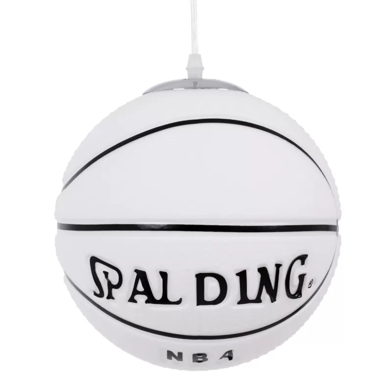 SPALDING NBA 01031 Παιδικό Κρεμαστό Φωτιστικό Μπάλα Μονόφωτο 1 x E27 IP20 Λευκό & Μαύρο Γυαλί - Μ25 x Π25 x Υ25cm