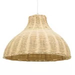 MAYOTTE Boho Κρεμαστό Φωτιστικό Καμπάνα Μονόφωτο 1 x E27 IP20 Μπεζ Ξύλο - Μ40 x Π40 x Υ28cm