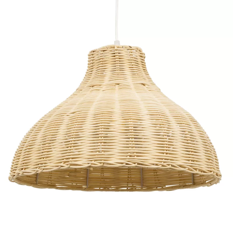 MAYOTTE Boho Κρεμαστό Φωτιστικό Καμπάνα Μονόφωτο 1 x E27 IP20 Μπεζ Ξύλο - Μ40 x Π40 x Υ28cm