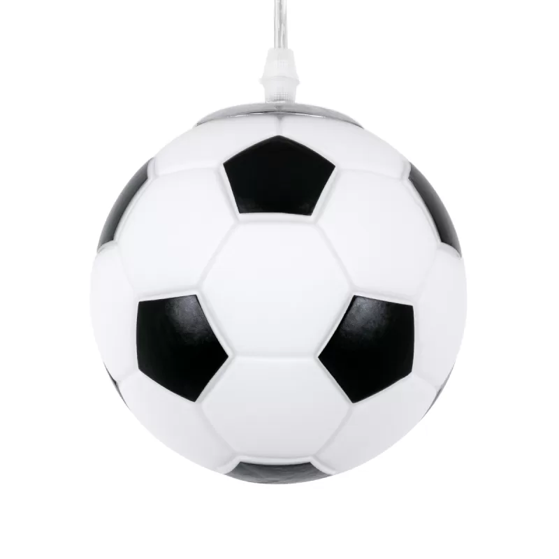 FOOTBALL Παιδικό Κρεμαστό Φωτιστικό Μπάλα Μονόφωτο 1 x E27 IP20 Λευκό & Μαύρο Γυαλί - Μ15 x Π15 x Y18cm