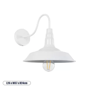 RAY Vintage Φωτιστικό Τοίχου - Απλίκα με Ντουί 1 x E27 AC 220-240V IP20 - Λευκό - Μ26 x Π37 x Υ32cm