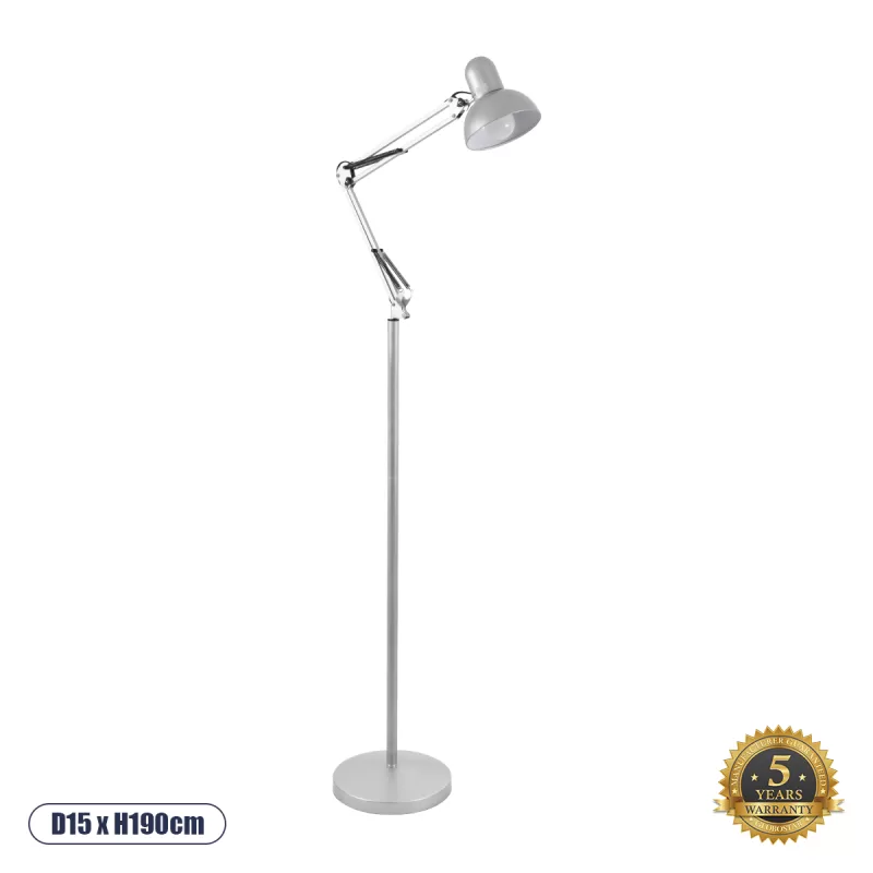 AUDREY Vintage Επιδαπέδιο Φωτιστικό με Ντουί 1 x E27 AC 220-240V IP20 - Ασημί - Μ15 x Π15 x Υ190cm