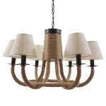 VERONE 10001020 Vintage Κρεμαστό Φωτιστικό Οροφής με Ντουί 6 x E14 AC 220-240V IP20 - Μπεζ - Μ65 x Π65 x Υ45cm