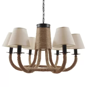 VERONE 10001020 Vintage Κρεμαστό Φωτιστικό Οροφής με Ντουί 6 x E14 AC 220-240V IP20 - Μπεζ - Μ65 x Π65 x Υ45cm