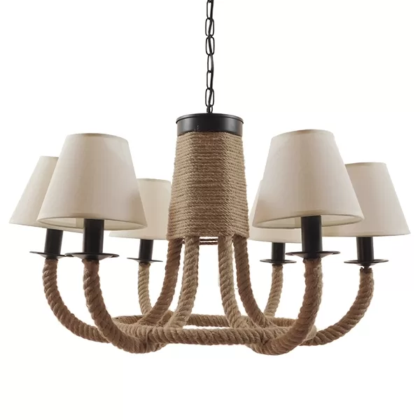 VERONE 10001020 Vintage Κρεμαστό Φωτιστικό Οροφής με Ντουί 6 x E14 AC 220-240V IP20 - Μπεζ - Μ65 x Π65 x Υ45cm