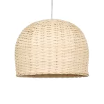 BERMUDA Boho Κρεμαστό Φωτιστικό Καμπάνα Μονόφωτο 1 x E27 IP20 Μπεζ Ξύλο - Μ31 x Π31 x Y22cm