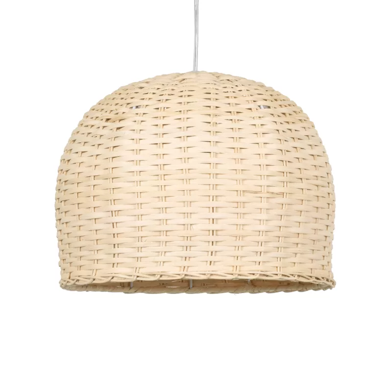 BERMUDA Boho Κρεμαστό Φωτιστικό Καμπάνα Μονόφωτο 1 x E27 IP20 Μπεζ Ξύλο - Μ31 x Π31 x Y22cm