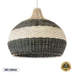 BARBADOS Boho Κρεμαστό Φωτιστικό Καμπάνα Μονόφωτο 1 x E27 IP20 Μπεζ & Χακί Ξύλο - Μ60 x Π60 x Υ60cm