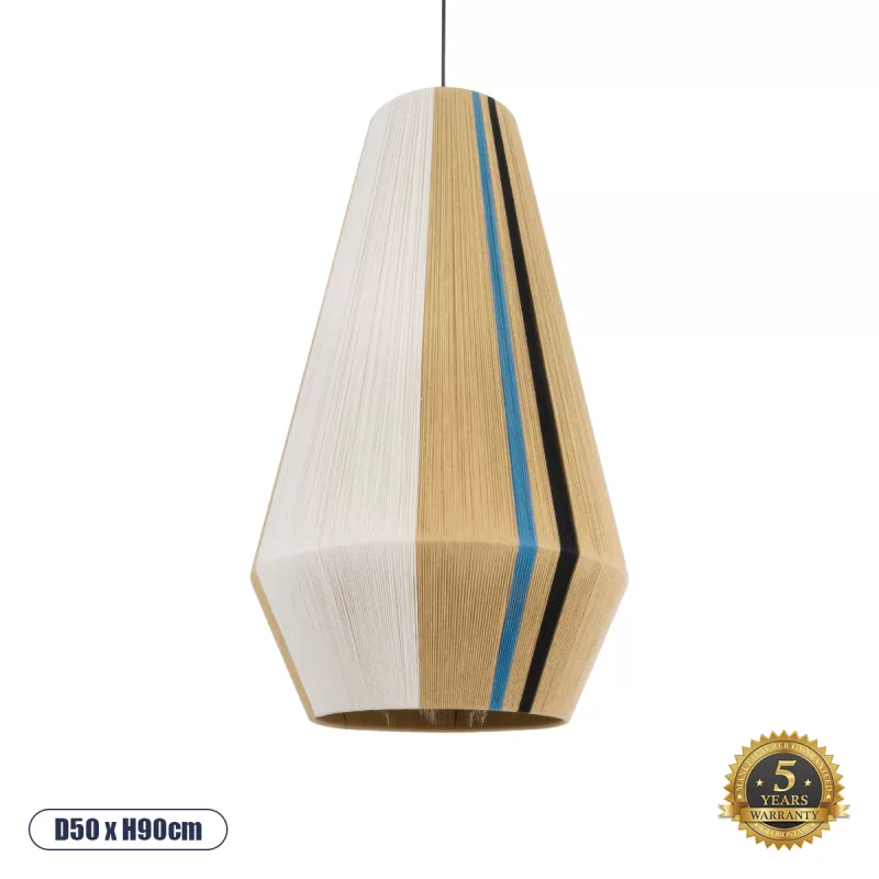SALERNO Boho Κρεμαστό Φωτιστικό Πλέγμα Μονόφωτο 1 x E27 IP20 Πολύχρωμο Σχοινί - Μ50 x Π50 x Υ90cm