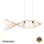 FISH Boho Κρεμαστό Φωτιστικό Οροφής με Ντουί 2 x E27 AC 220-240V IP20 - Μπεζ - Μ130 x Π42 x Υ42cm