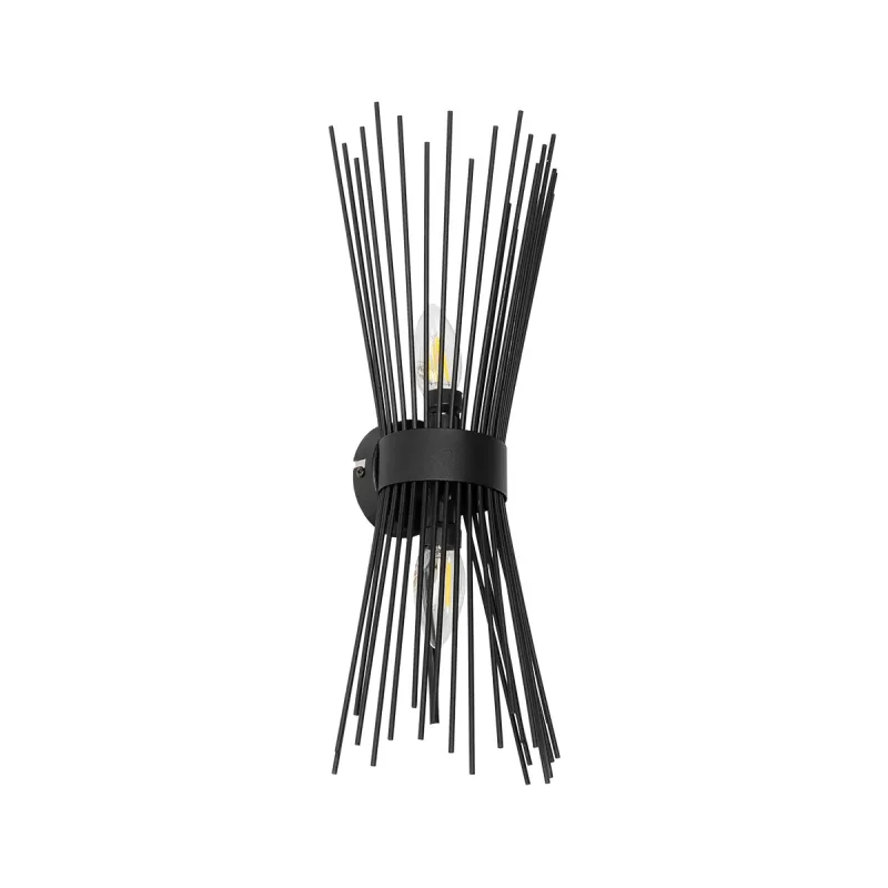 HORN Vintage Επιτοίχιο Φωτιστικό Απλίκα Δίφωτο 2 x E14 IP20 Μαύρο Μέταλλο - Μ14 x Π17 x Υ44.5cm