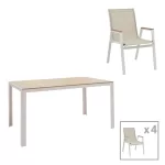 Τραπεζαρία Nares-Azelie A σετ 5τεμ λευκό αλουμίνιο plywood