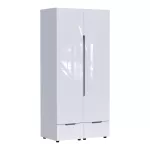 Ντουλάπα δίφυλλη Afina mdf σε λευκή glossy απόχρωση 100x57x213εκ