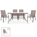 Τραπεζαρία Ensure-Calan σετ 7τεμ μέταλλο-textilene καφέ