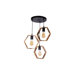 LUSTRO Vintage Κρεμαστό Φωτιστικό Οροφής με Ντουί 3 x E27 AC 220-240V IP20 - Μαύρο & Καφέ - Μ45 x Π45 x Υ70cm