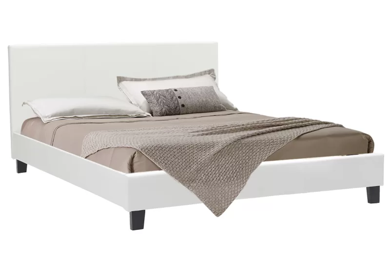 Κρεβάτι Nevil 150x200 PU χρώμα λευκό ματ
