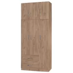 Ντουλάπα τρίφυλλη και πατάρι Zelia φυσικό 90x42x240εκ.
