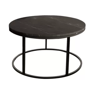 Τραπέζι σαλονιού Drion μαύρο μαρμάρου μελαμίνης-μαύρο μέταλλο Φ60x40εκ