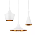 SHANGHAI Μοντέρνο Κρεμαστό Φωτιστικό Οροφής με Ντουί 3 x E27 AC 220-240V IP20 - Λευκό & Χρυσό - Μ79.5 x Π79.5 x Υ38cm - Σετ 3 Τεμαχίων