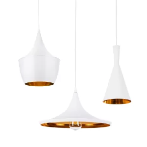 SHANGHAI Μοντέρνο Κρεμαστό Φωτιστικό Οροφής με Ντουί 3 x E27 AC 220-240V IP20 - Λευκό & Χρυσό - Μ79.5 x Π79.5 x Υ38cm - Σετ 3 Τεμαχίων