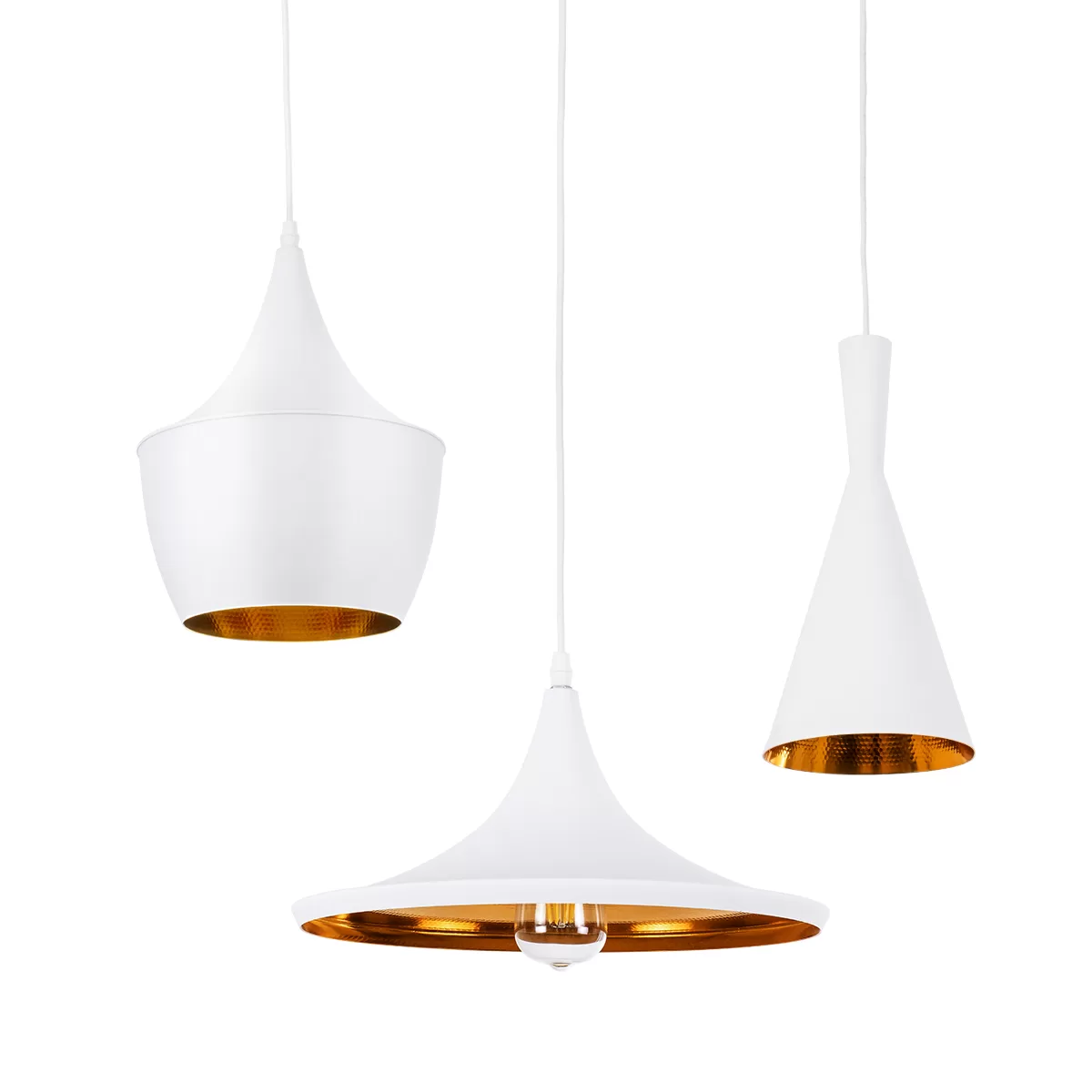 SHANGHAI Μοντέρνο Κρεμαστό Φωτιστικό Οροφής με Ντουί 3 x E27 AC 220-240V IP20 - Λευκό & Χρυσό - Μ79.5 x Π79.5 x Υ38cm - Σετ 3 Τεμαχίων