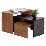 ΤΡΑΠΕΖΙ ΣΑΛΟΝΙΟΥ ΣΕΤ 3ΤΜΧ BENTIL ΜΕΛΑΜΙΝΗ ΚΑΡΥΔΙ-ΜΑΥΡΟ ΜΑΡΜΑΡΟ 65x35x45Υεκ