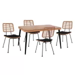 ΣΕΤ 5ΤΜΧ ALLEGRA WICKER ΜΕ ΤΡΑΠΕΖΙ 140X80Χ78Υ ΜΠΕΖ & ΜΑΥΡΟ ΧΡΩΜΑ