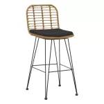 Σκαμπό μπαρ Naoki με μαξιλάρι pe φυσικό-μέταλλο μαύρο πόδι 46x56x110εκ