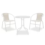 Τραπεζαρία Watson-Obbi σετ 3τεμ μέταλλο λευκό-γυαλί Φ60x70εκ