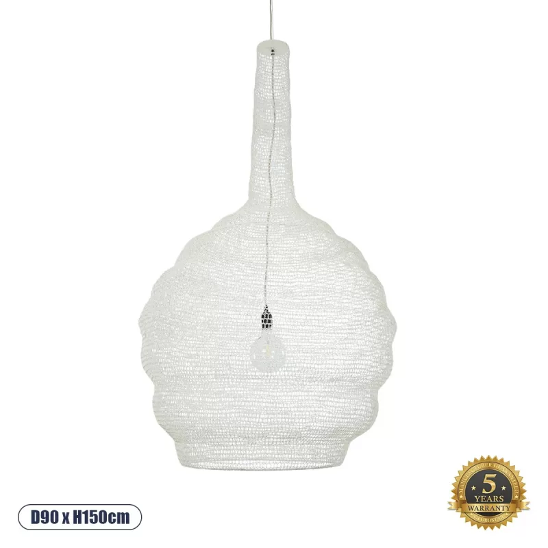 KENTUCKY Vintage Κρεμαστό Φωτιστικό Οροφής με Ντουί 1 x E27 AC 220-240V IP20 - Λευκό - Μ90 x Π90 x Υ150cm