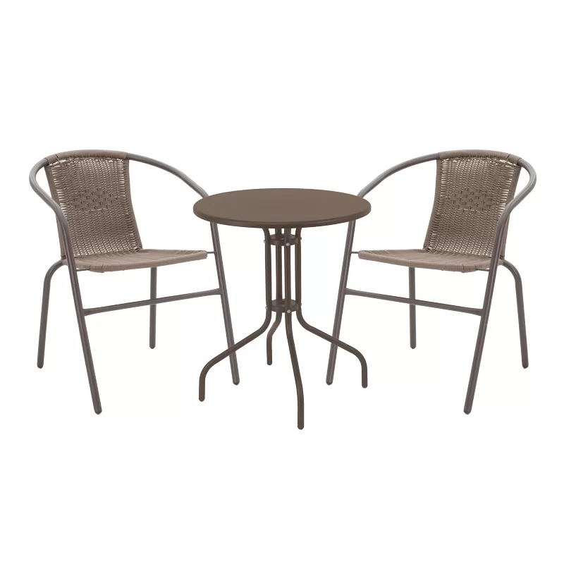 Τραπεζαρία Vergo-Obbi 3τεμ καφέ μέταλλο Φ60x70εκ