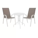 Τραπεζαρία Vergo-Calan 3τεμ λευκό μέταλλο Φ60x70εκ