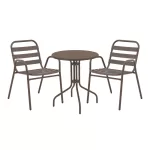 Τραπεζαρία Vergo-Sussie σετ 3 τεμ καφέ μέταλλο Φ60x70εκ